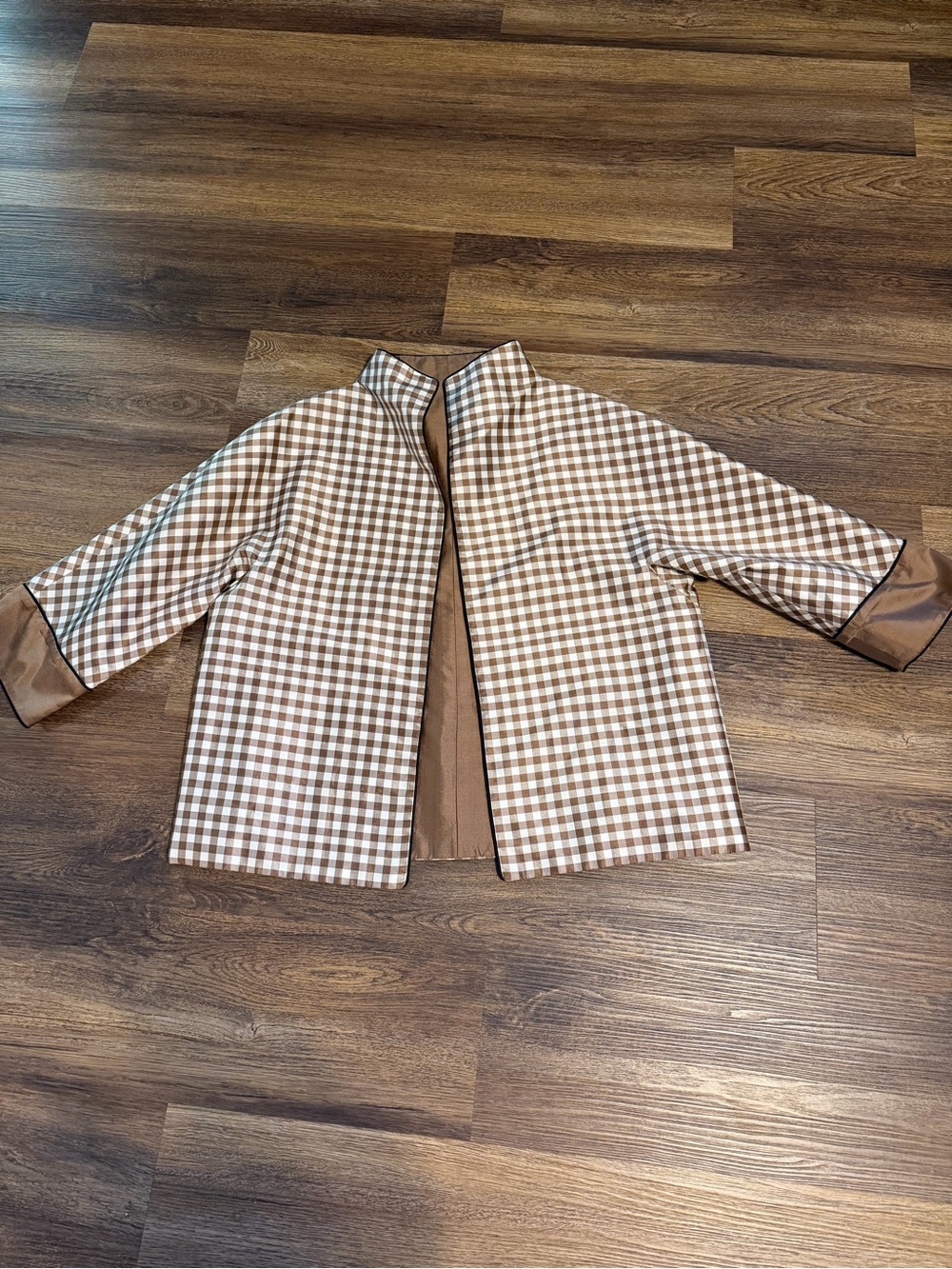 100% Thai Silk Brown Gingham Lightweight Women’s Jacket